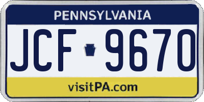 PA license plate JCF9670