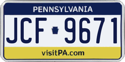 PA license plate JCF9671