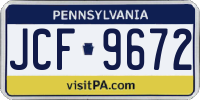 PA license plate JCF9672
