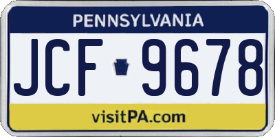 PA license plate JCF9678