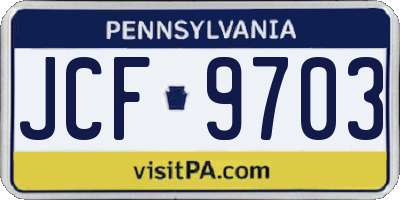 PA license plate JCF9703