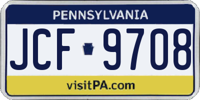 PA license plate JCF9708