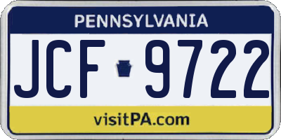 PA license plate JCF9722