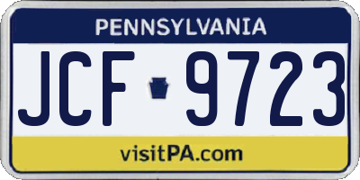 PA license plate JCF9723
