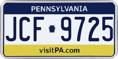 PA license plate JCF9725