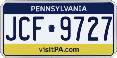 PA license plate JCF9727