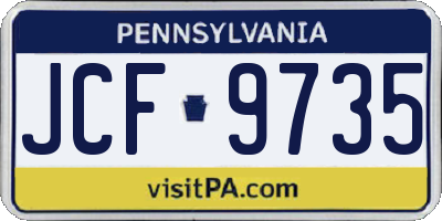 PA license plate JCF9735