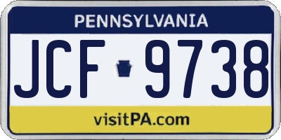 PA license plate JCF9738