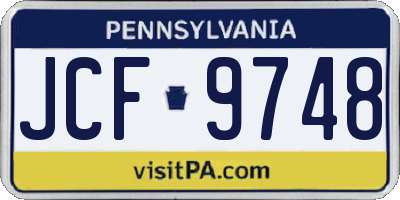 PA license plate JCF9748