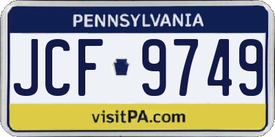 PA license plate JCF9749