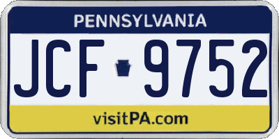 PA license plate JCF9752