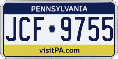 PA license plate JCF9755