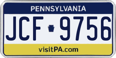 PA license plate JCF9756