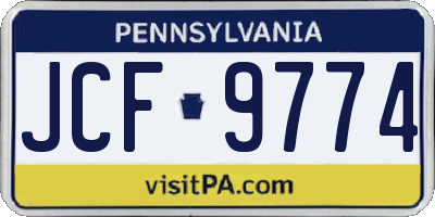 PA license plate JCF9774