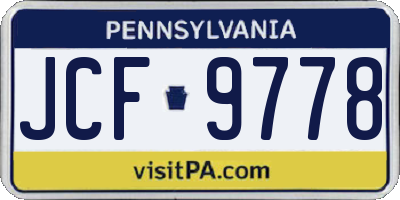 PA license plate JCF9778
