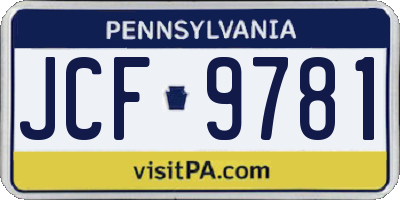 PA license plate JCF9781