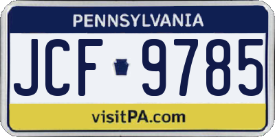 PA license plate JCF9785