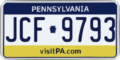 PA license plate JCF9793