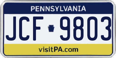PA license plate JCF9803