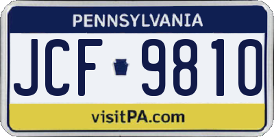 PA license plate JCF9810