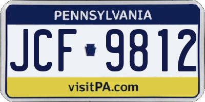 PA license plate JCF9812