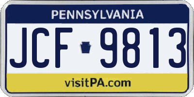 PA license plate JCF9813