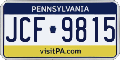 PA license plate JCF9815
