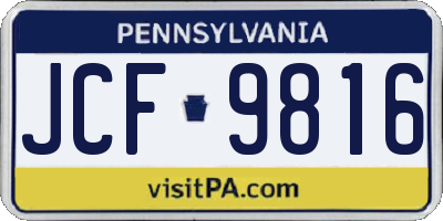 PA license plate JCF9816