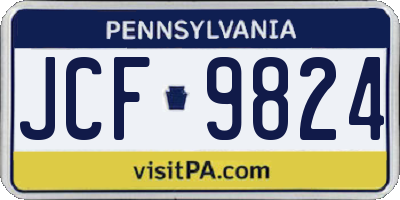 PA license plate JCF9824