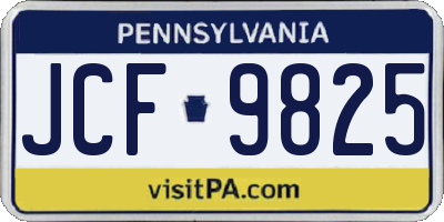 PA license plate JCF9825
