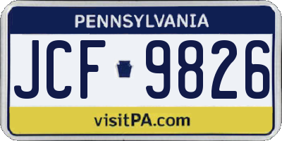 PA license plate JCF9826