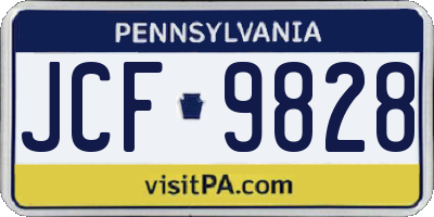 PA license plate JCF9828