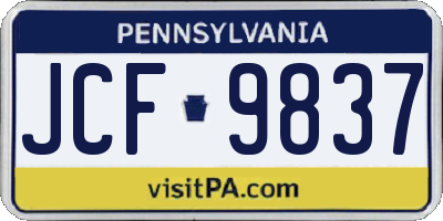 PA license plate JCF9837