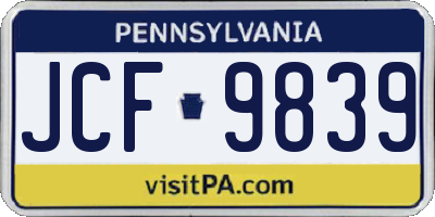 PA license plate JCF9839