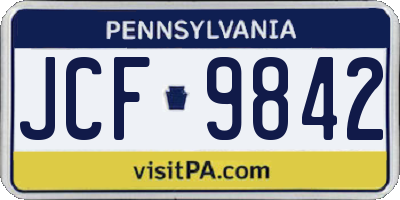 PA license plate JCF9842