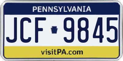 PA license plate JCF9845