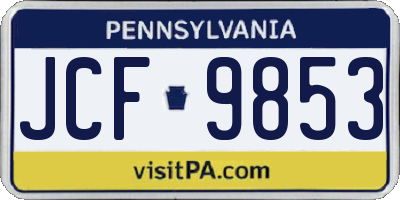 PA license plate JCF9853