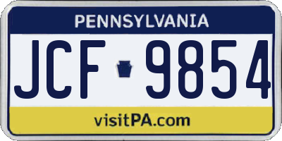 PA license plate JCF9854