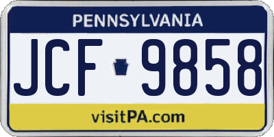 PA license plate JCF9858