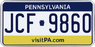 PA license plate JCF9860
