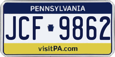 PA license plate JCF9862