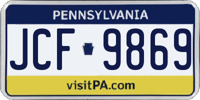 PA license plate JCF9869
