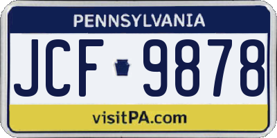 PA license plate JCF9878