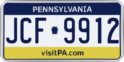 PA license plate JCF9912