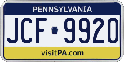 PA license plate JCF9920