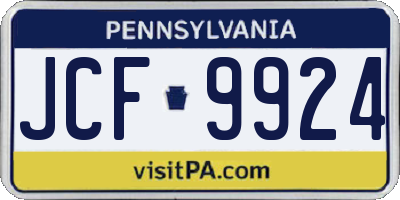 PA license plate JCF9924