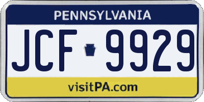 PA license plate JCF9929