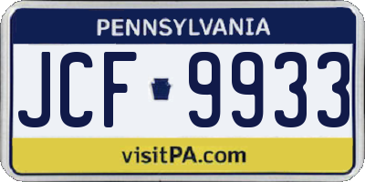PA license plate JCF9933