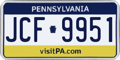 PA license plate JCF9951