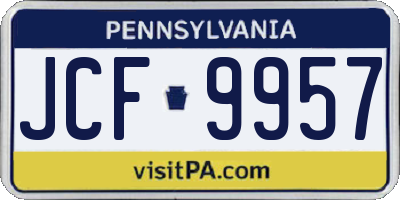 PA license plate JCF9957